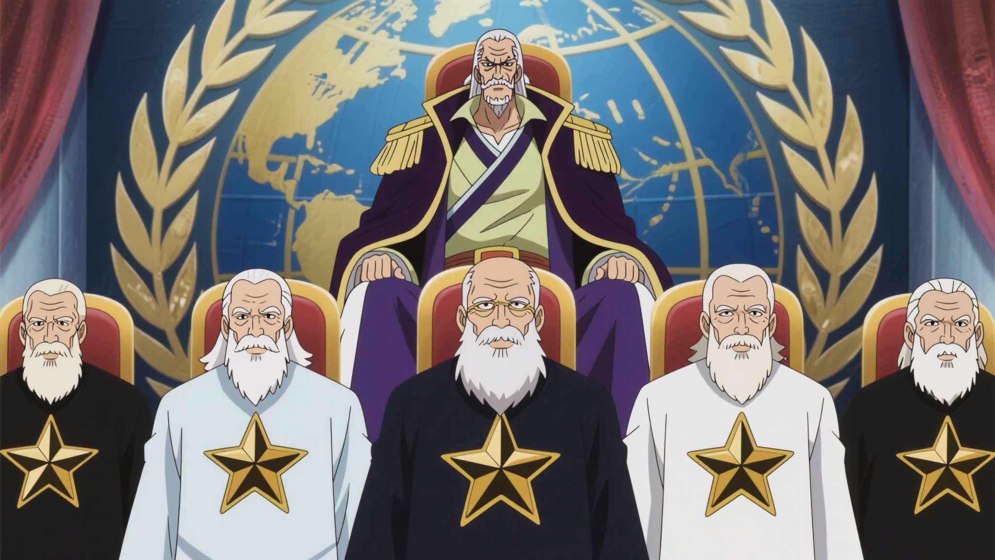 权力结构上的呼应： 世界政府的核心体系中，五老星均为男性老者。若伊姆作为凌驾于其